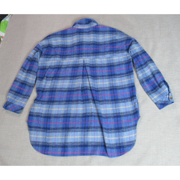 So Jacket Women Size XL Blue Plaid Flannel Shirt Shacket Granny Cabincore Ranch - Picture 3 of 7